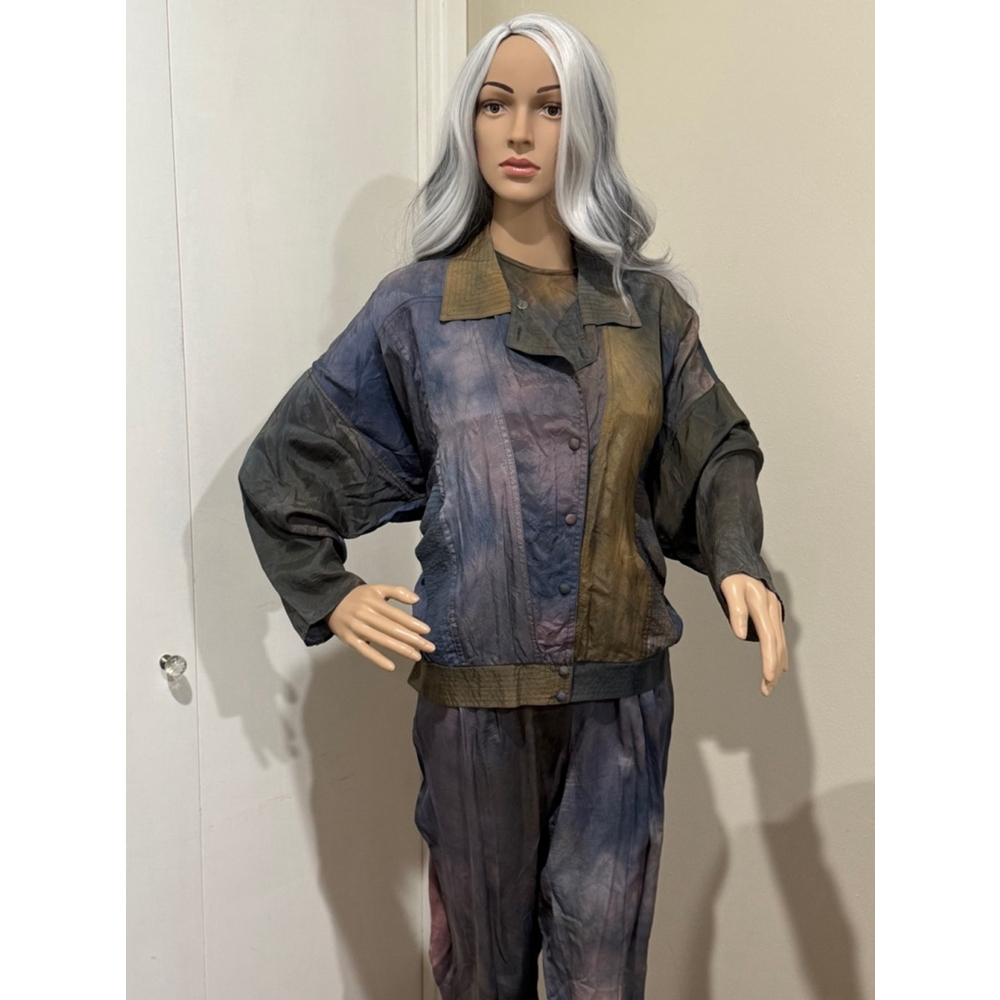 Vintage 80’s 3 piece French laundry by Essey 8/10 jacket pants blouse Blue green